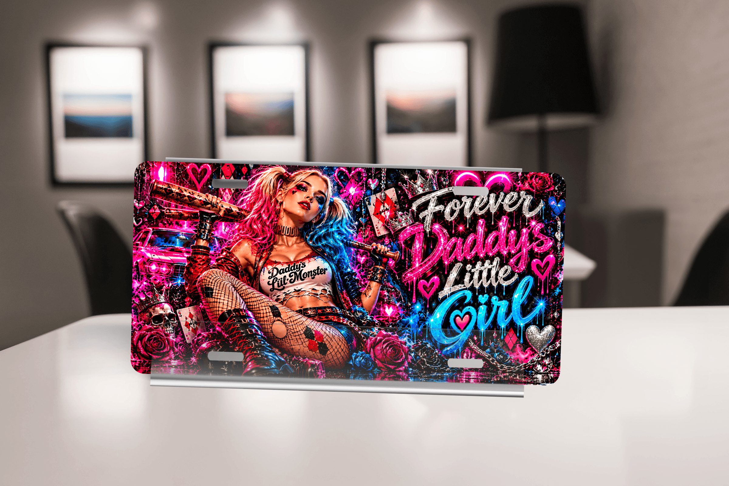 Custom 12 x 6 License Plate - Harley Quinn Forever Daddy's Girl