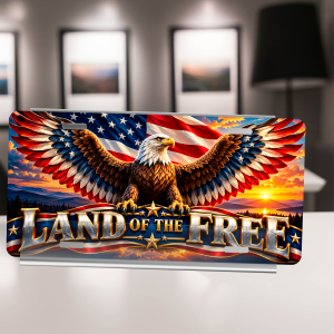 Land of the Free Bald Eagle License Plate