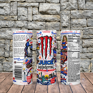 Monster Energy Juice American Lemonade 20oz Tumbler | Patriotic Stainless Steel Insulated Cup